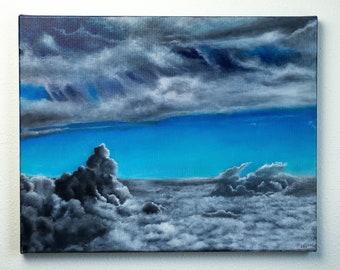 Original Cloudscape Sky Landscape Painting, Canvas Art, Wall Art, Surrealism, Home Decor, Surreal Art