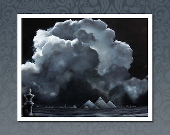 Large Egyptian Pyramid Landscape Cloud Art Print, Great Gift Idea for Art Lovers, Gift for Him, Gift for Her.