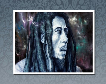 Bob Marley Art Print, Roots Reggae artwork, Jamaican Music Wall Art, Caribbean Home Decor