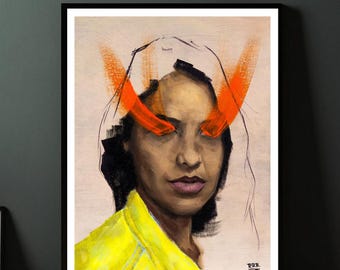 Woman Portrait Art Print, Gift for Art Lovers, Gift for Art Lovers, Gift for her, Gift for him