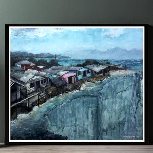 Impression d'art de la plage de Hellshire Beach, capture de la beauté du littoral emblématique de la Jamaïque