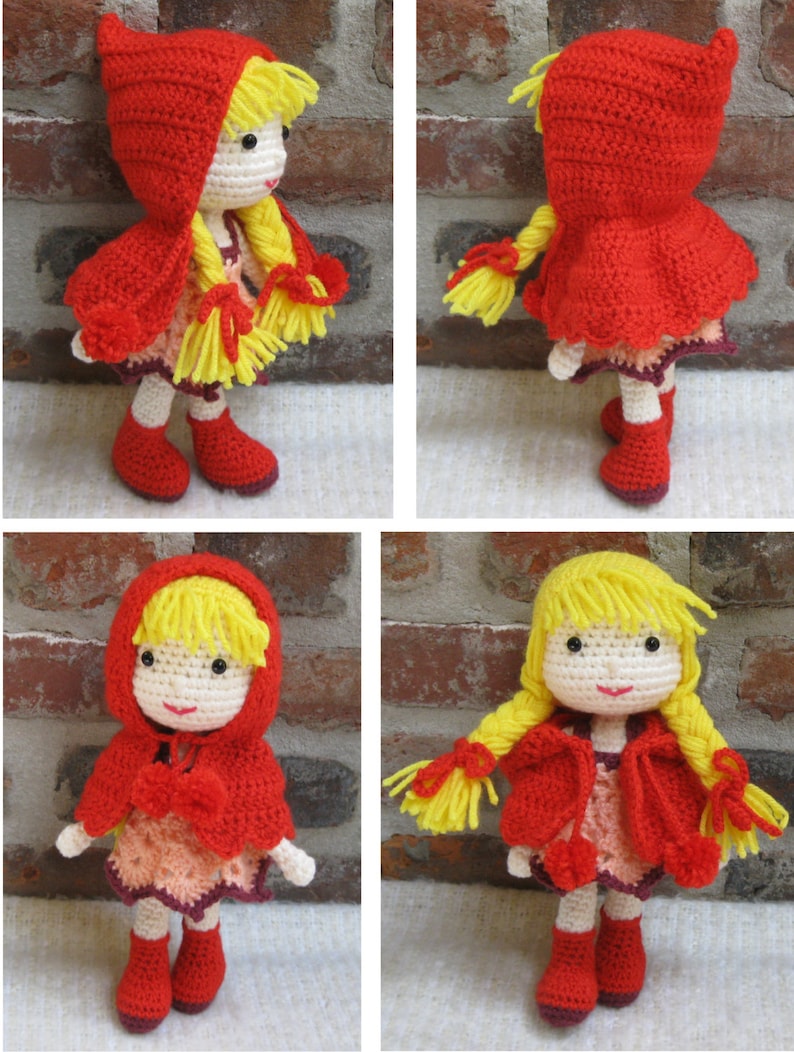 Схема вязания головы и туловища Красной Шапочки амигуруми