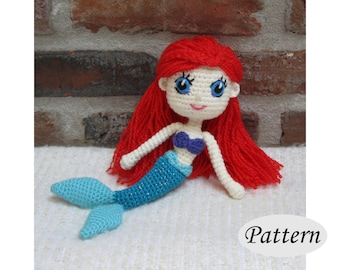 ARIEL Mermaid - Amigurumi Pattern Crochet Doll Pattern Amigurumi Princess Pattern - Tutorial - PDF - Plush Doll Girl