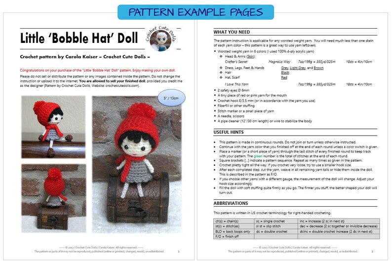 POMPOM DOLL Amigurumi Pattern Crochet Doll Pattern Bobble Ski Hat Tutorial PDF Plush Doll image 5