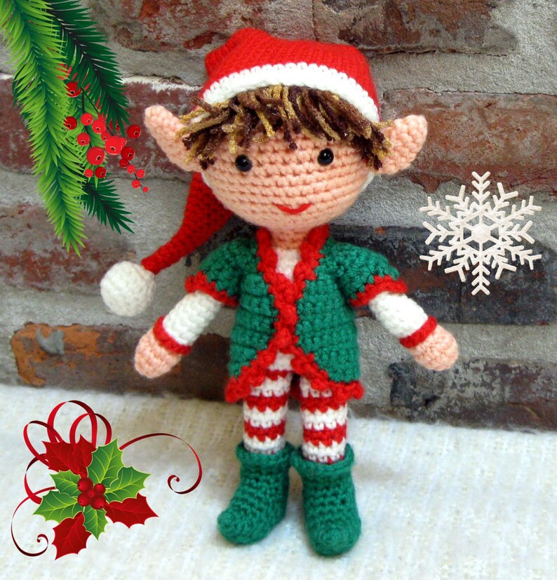 Christmas Xmas ELF BOY Amigurumi Pattern Crochet Doll Pattern Tutorial PDF Plush Doll Boy image 4