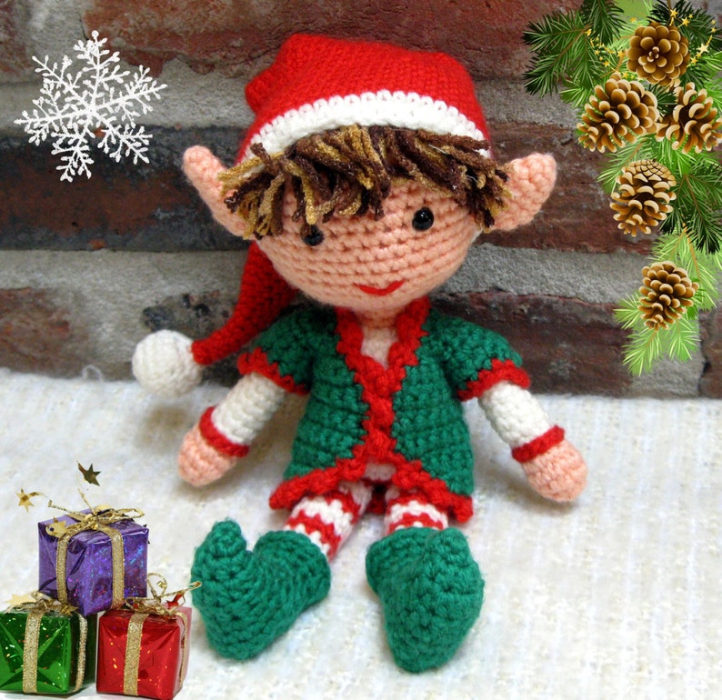 Christmas Xmas ELF BOY Amigurumi Pattern Crochet Doll Pattern Tutorial PDF Plush Doll Boy image 2