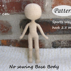 PATTERN - 7.5"/20cm - Amigurumi Base Body - Crochet Doll - Basic Doll - Photo Tutorial - PDF