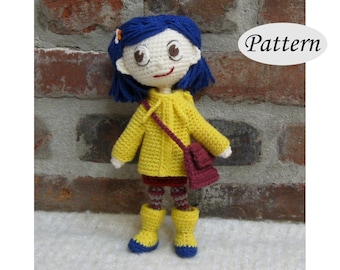 CORALINE - Amigurumi Pattern Crochet Doll Pattern - Photo Tutorial - PDF - Plush Doll Girl