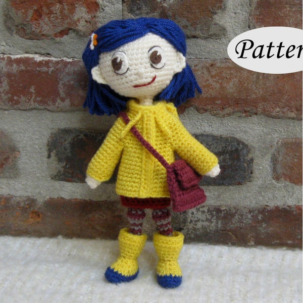 CORALINE - Amigurumi Pattern Crochet Doll Pattern - Photo Tutorial - PDF - Plush Doll Girl