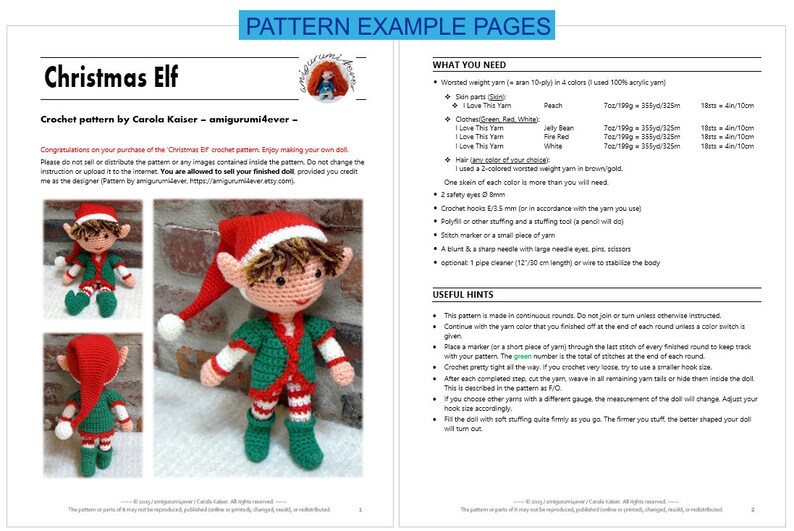 Christmas Xmas ELF BOY Amigurumi Pattern Crochet Doll Pattern Tutorial PDF Plush Doll Boy image 5