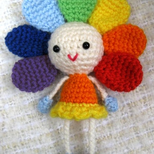 RAINBOW FLOWER Amigurumi Pattern Crochet Doll Pattern Tutorial PDF Sunflower Plush Doll image 3