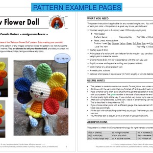 RAINBOW FLOWER Amigurumi Pattern Crochet Doll Pattern Tutorial PDF Sunflower Plush Doll image 4