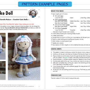 SNOWFLAKE Winter Girl Amigurumi Pattern Crochet Doll Pattern Tutorial PDF Plush Doll Girl image 5