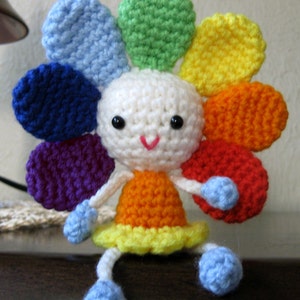 RAINBOW FLOWER Amigurumi Pattern Crochet Doll Pattern Tutorial PDF Sunflower Plush Doll image 5