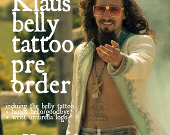 Klaus Hargreeves belly temporary tattoo cosplay inspired by Umbrella Academy s2 Netflix s3 sparrow academy