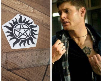 Supernatural dean sam Winchester brother temporary tattoo demon possession cosplay costume convention Jensen
