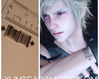 Prompto tattoo code bar final fantasy temporary tattoo cosplay costume FF kupo con convention