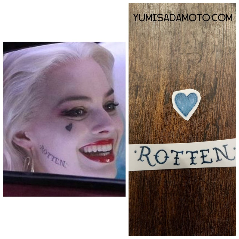 Harley Quinn Face Temporary Tattoo Suicide Squad Birds of Pray Etsy