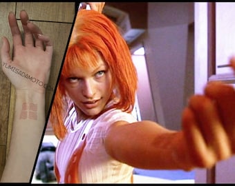 Leeloo Dallas element temporary tattoo form 5th element movie milla jovovich Luc Besson scifi cosplay costume multipass dallas