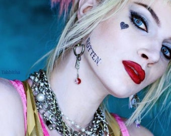 Harley Quinn Face Temporary tattoo suicide squad birds of pray epic cosplay detail rotten costume Margot the suicide squad