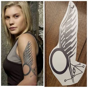 Starbuck battlestar galactica UPGRADED temporary tattoo cosplay costume Kara Thrace commander what do you ear starbuck nothing but the rain