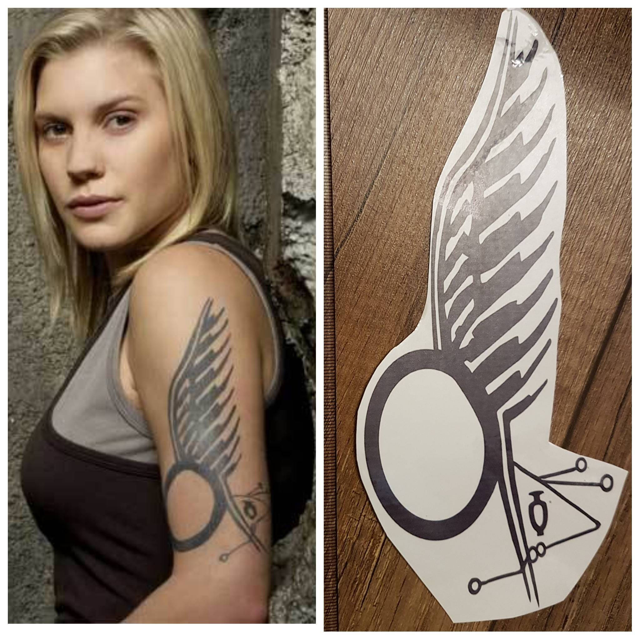 Starbuck Battlestar Galactica Temporary Tattoo Cosplay Costume Kara Thrace  Commander What Do You Ear Starbuck Nothing but the Rain - Etsy
