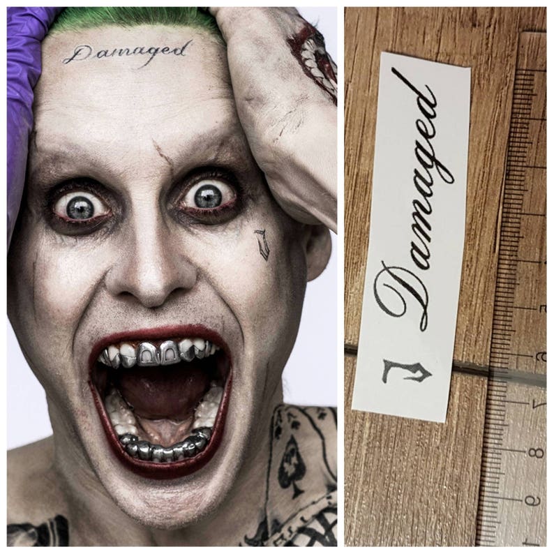 Joker From Suicide Squad Tattoos Joker suicide squad face temporary tattoo J Damaged movie | Etsy