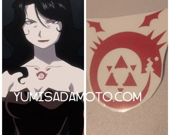 Lust full metal alchimist inspired cosplay temporary tattoo fma tatoo costume halloween deathly sin alphone  edward elric alchimiste fma