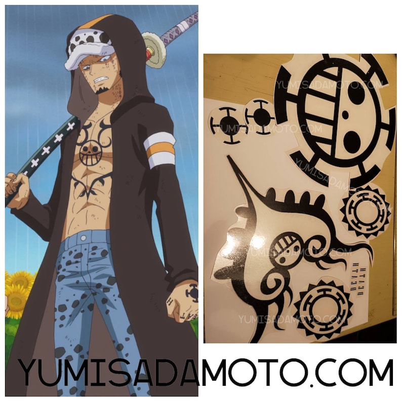 Trafalgar D Law one piece temporary tattoo kit cosplay Etsy