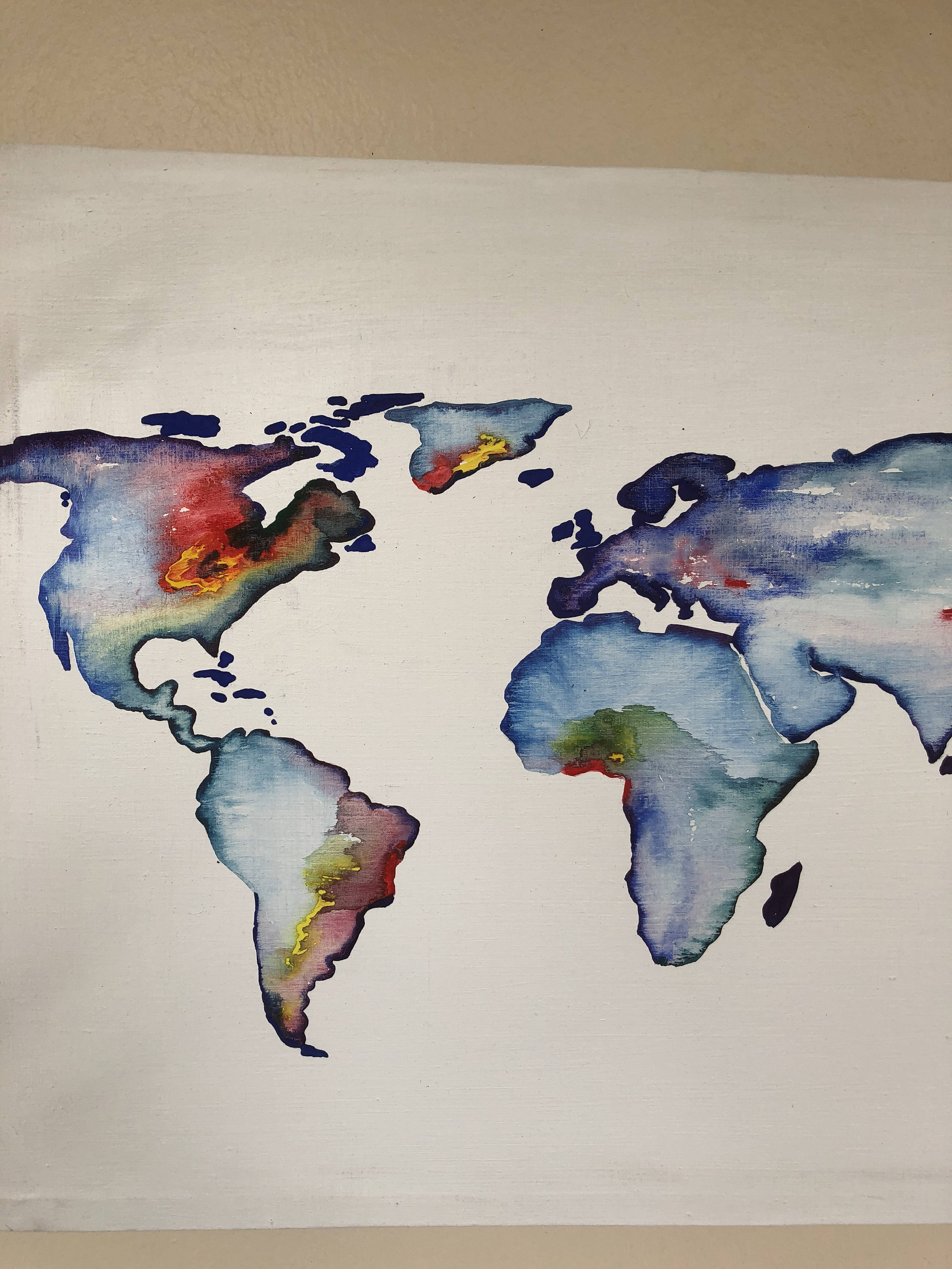 ORIGINAL PAINTING map of the world 24x17 by Davis | Etsy