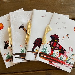 African Animal Variety Pack of 4 - Hand Painted Blank Card