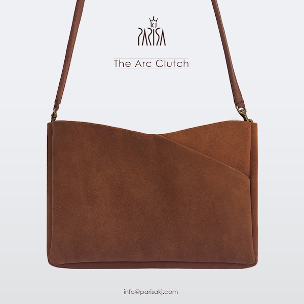 The Cognac Arc Clutch/ Crossbody Bag