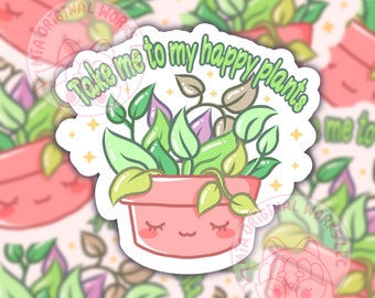 Happy Plants glossy vinyl sticker
