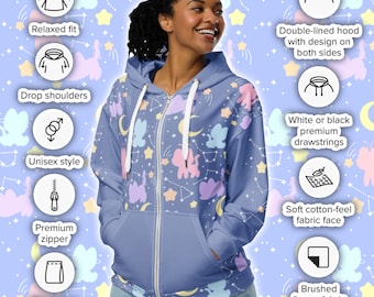 Galaxy Gatos Unisex zip hoodie