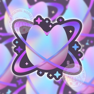 Galaxy Neko 3” holographic vinyl sticker