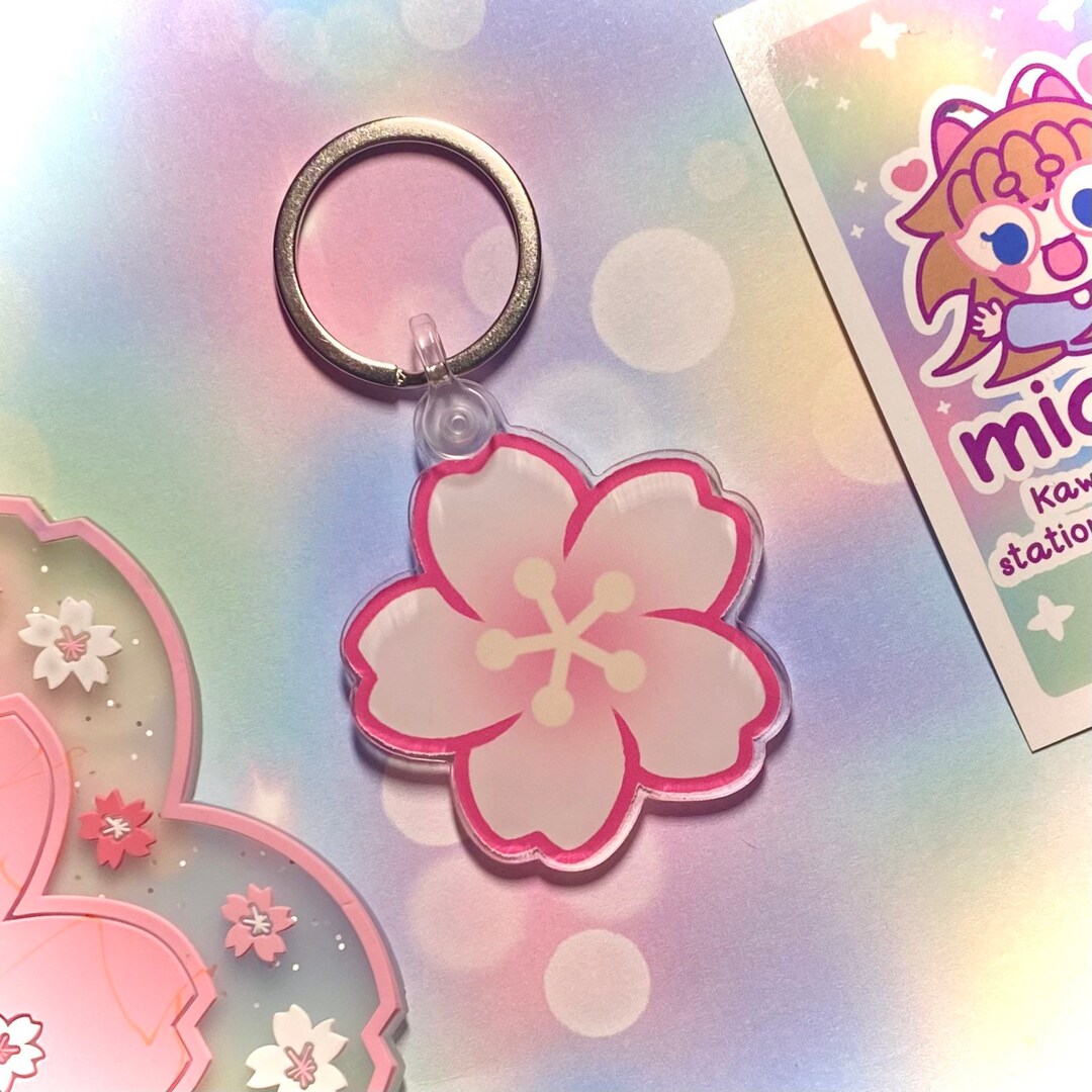 Cherry Blossom Keychain Etsy