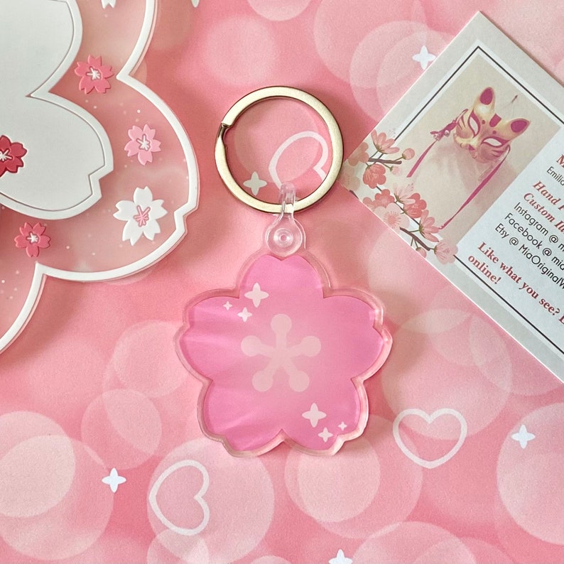 Cherry Blossom Keychain Etsy