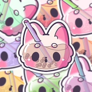 Boba Tea Neko glossy vinyl sticker