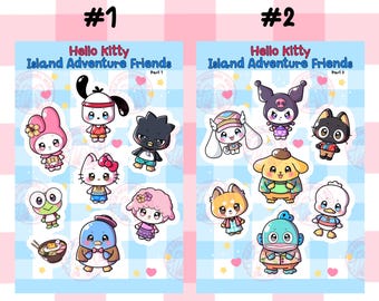 Girl Kitty Island Fun Friends glossy vinyl sticker sheets