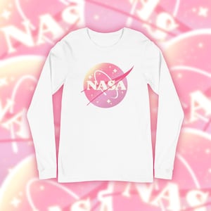 Camiseta unissex de manga comprida Space Meatball rosa pastel