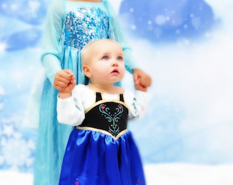 Frozen Inspired Princess Party Dress, PDF Sewing Pattern for Infants and Girls size 12m to 12. "Frozen Inspired"