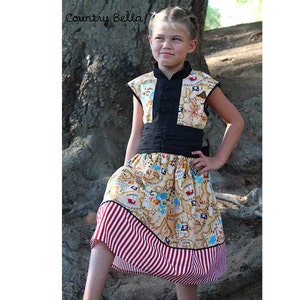 PDF Sewing Pattern for Girls - The Cherry Blossom Dress, Size 12m to 14 + 18&quot; Doll