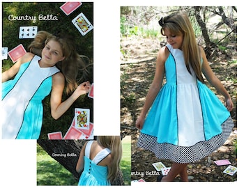 Block Party Dress & Tunic, PDF Sewing Pattern in sizes 12m to 14, plus 18" Doll and Coloring Page