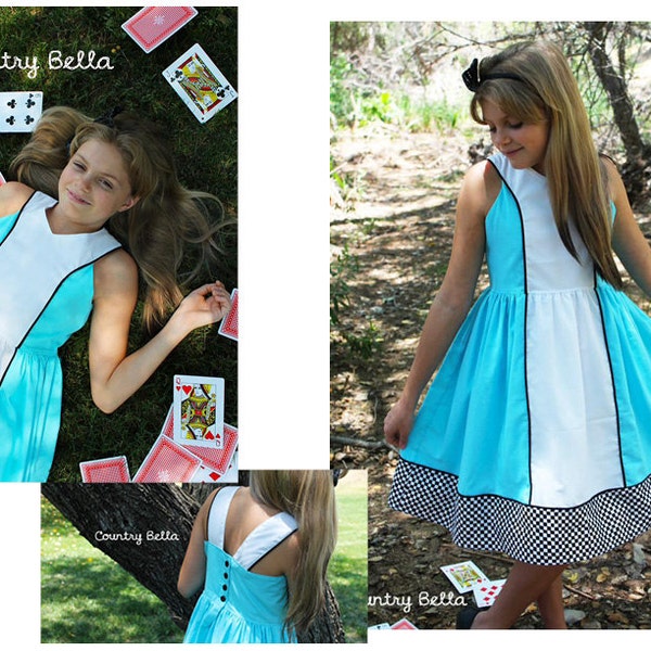 Block Party Dress & Tunic, PDF Sewing Pattern in sizes 12m to 14, plus 18" Doll and Coloring Page