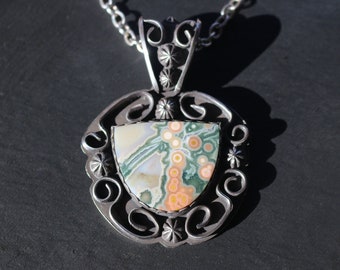 Ocean jasper, Sterling Silver Pendant