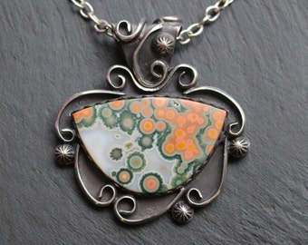 Ocean jasper, Sterling Silver Pendant