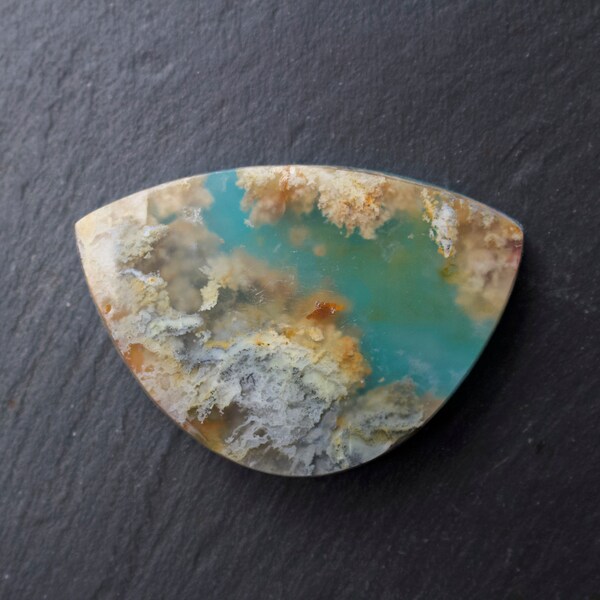 Graveyard Point Plume Agate over Turquoise Composite Cabochon