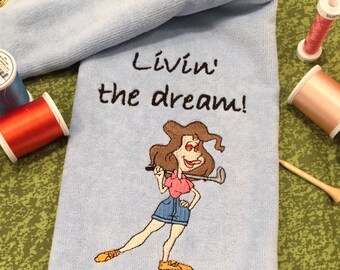 Personalized Ladies Golf Towel: Funny Embroidered Golf Gift, Custom, Team, Door Prize, Commemorative, Christian