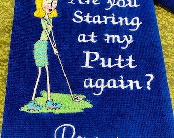 Personalized Ladies Golf Towel: Funny Golfing Gift, Birthday, Golf Partner, Door Prize, Custom, Embroidered