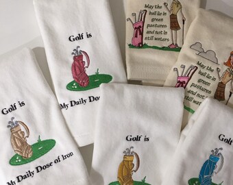 Personalized Golf Towel: Velour Terry, 'Daily Dose of Iron' Design